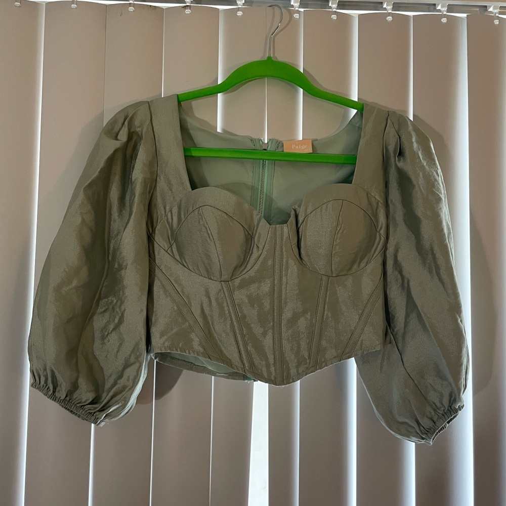 Sage Structured Puff Sleeve Blouse